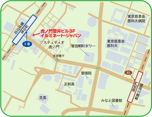 地図：イルミネート・ジャパン神谷町研修センター