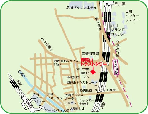 地図：御殿山会場（日本サード・パーティ株式会社）