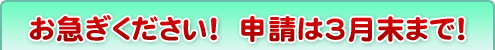 お急ぎください! 申請は2月末まで!