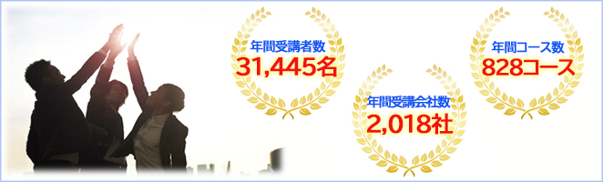 年間受講者数 31,445名　年間受講会社数 2,018社　年間コース数 年間コース数