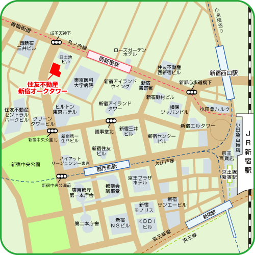地図：TRAINOCATE（新宿オークタワー）