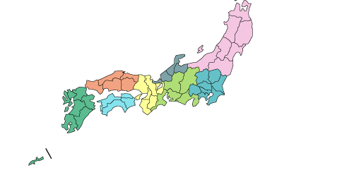 日本地図・本州以南