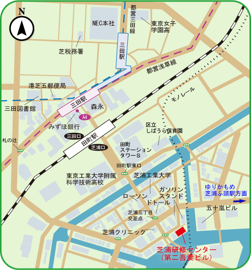 地図：芝浦研修センター(第二吾妻ビル)