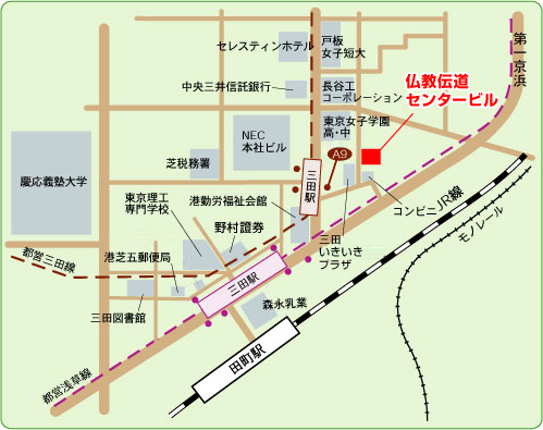 地図：仏教伝道センタービル