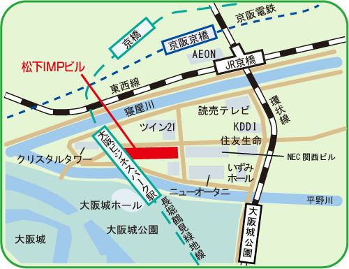 地図：大阪松下IMPビル 2階（貸会議室）