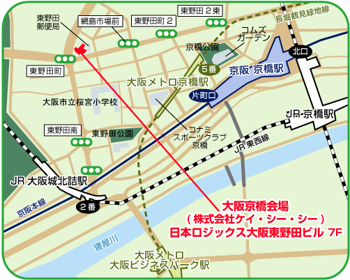 地図：大阪京橋会場(株式会社ケイ・シー・シー)