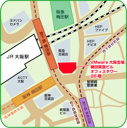 地図：VMware大阪会場